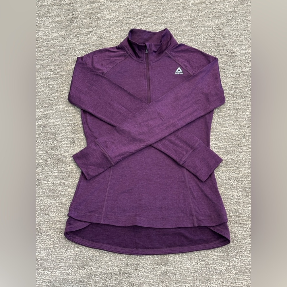 Reebok Long Sleeve Shirt Womens Sz S Purple Heather 1/4 Zip Athleisure